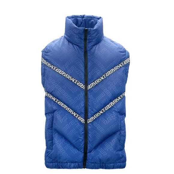 Versace Men’s La Greca medusa logo monogram convertible puffer vest coat NEW - Picture 4 of 12